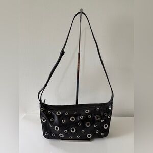COS Valley Eyelet Black Leather Shoulder Bag Handbag